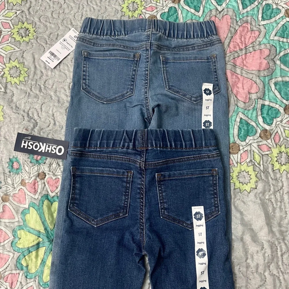 Bundle of 2 NEW OshKosh Bgosh Girls 5T Jegging 2 Pack Blue Denim Pull On Pants